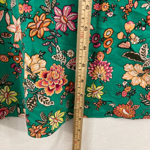 New LOFT size 6 Green Colorful Floral Feminine Belted Romantic Midi Dress - Picture 6 of 12